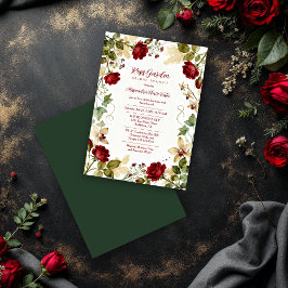 Lovely Red Roses Garden-Inspired Bridal Brunch Kaart