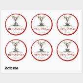 Lovely reindeer funny whimsical Xmas sticker art (Vel)