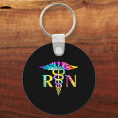 Lovely RN Registered Nurse Tie Dye Sleutelhanger (Voorkant)
