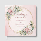 Lovely Rose Gold Floral Greenery Wedding Guest   Gastenboek (Voorkant)