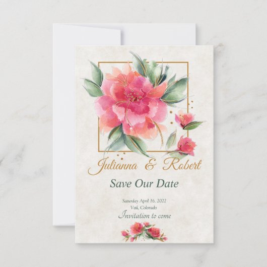 Lovely Rose tuin budget Save The Date (Voorkant)