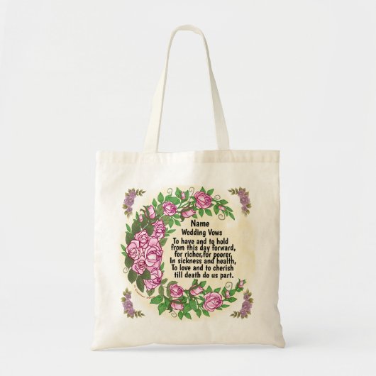 Lovely Roses Wedding Vows custom name tote bag (Voorkant)