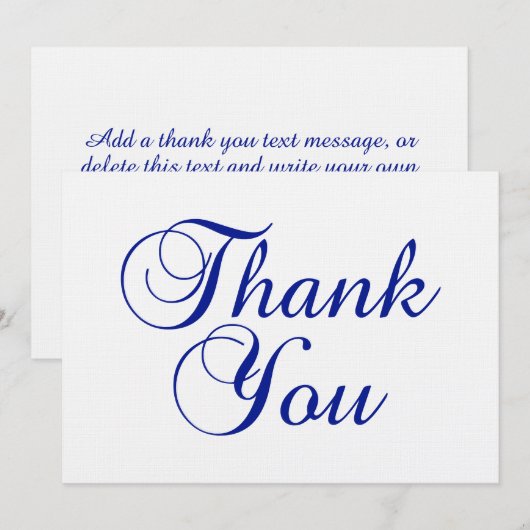 Lovely Royal Blue Calligraphy Script Bedankkaart (Voorkant / Achterkant)