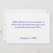 Lovely Royal Blue Calligraphy Script Bedankkaart (Achterkant)