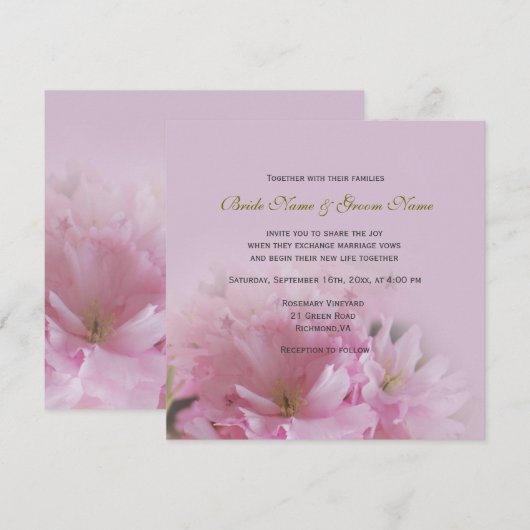 Lovely roze cherry blossom lentebruiloft kaart (Voorkant / Achterkant)