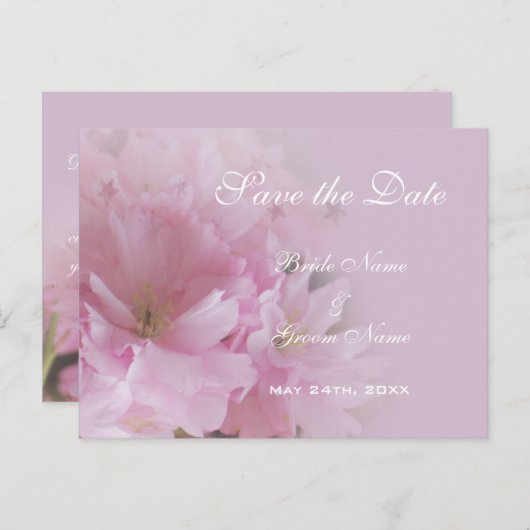 Lovely roze cherry blossom save the date bruiloft  aankondigingskaart (Voorkant / Achterkant)