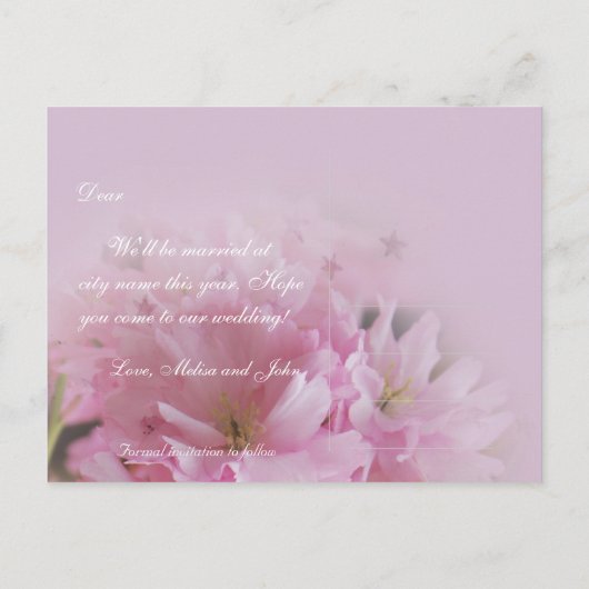 Lovely roze cherry blossom save the date bruiloft  aankondigingskaart (Achterkant)
