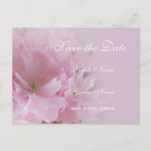 Lovely roze cherry blossom save the date bruiloft  aankondigingskaart (Voorkant)