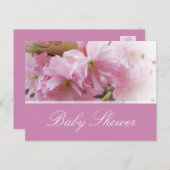 Lovely roze cherry blossom spring baby shower uitnodiging briefkaart (Voorkant / Achterkant)