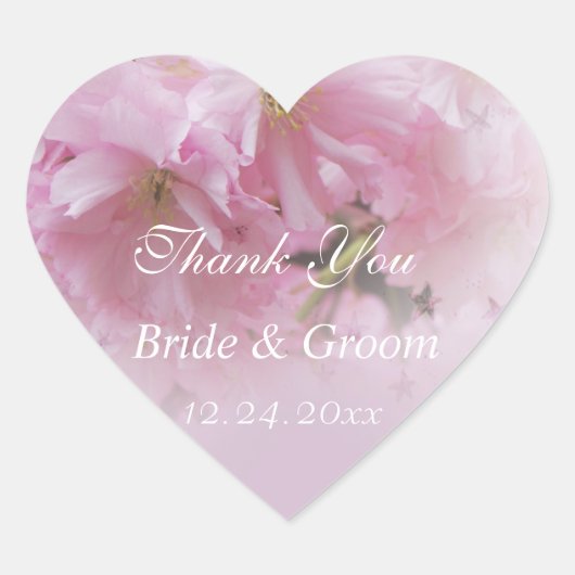 Lovely roze cherry Blossom Spring bruiloft Hart Sticker (Voorkant)