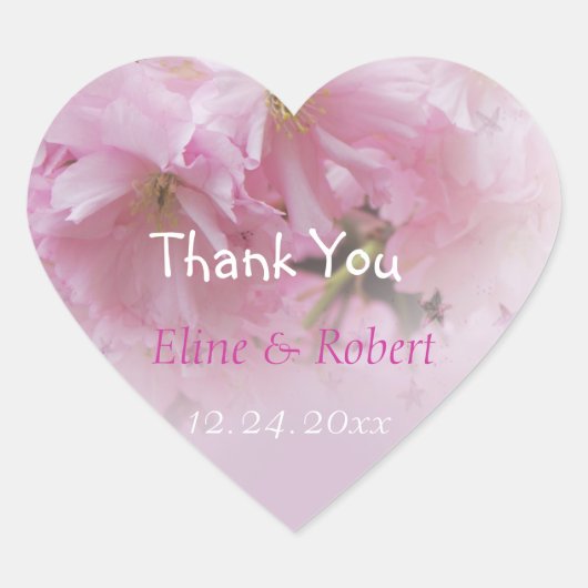 Lovely roze cherry Blossom Spring bruiloft Hart Sticker (Voorkant)
