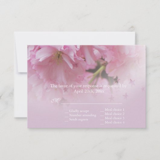 Lovely roze cherry blossom spring bruiloft RSVP Kaartje (Voorkant)