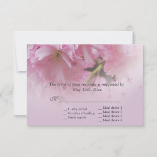 Lovely roze cherry blossom spring bruiloft RSVP Kaartje