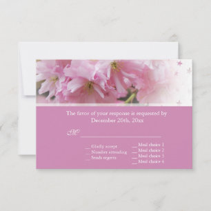 Lovely roze cherry blossom spring bruiloft RSVP Kaartje