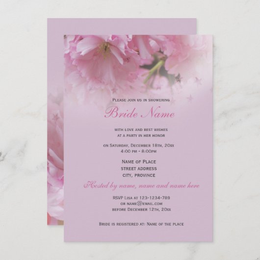 Lovely roze cherry blossom spring vrijgezellenfees kaart (Voorkant / Achterkant)