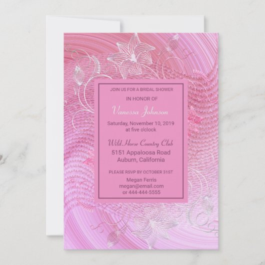 Lovely Roze en Floral Bridal Shower Uitnodiging (Voorkant)
