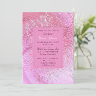 Lovely Roze en Floral Bridal Shower Uitnodiging