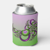 Lovely roze Green Hearts Modern Abstract Fractal Blikjeskoeler (Blikje Voorkant)