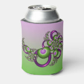 Lovely roze Green Hearts Modern Abstract Fractal Blikjeskoeler (Blikje Achterkant)