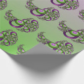 Lovely roze Green Hearts Modern Abstract Fractal Cadeaupapier (Hoek)