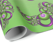 Lovely roze Green Hearts Modern Abstract Fractal Cadeaupapier (Rol Hoek)