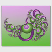 Lovely roze Green Hearts Modern Abstract Fractal Cadeaupapier (Vlak)