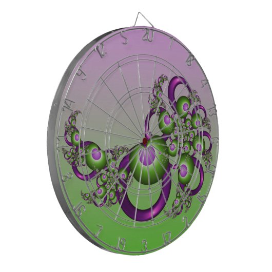 Lovely roze Green Hearts Modern Abstract Fractal Dartbord (Voorkant Links)