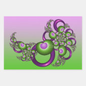 Lovely roze Green Hearts Modern Abstract Fractal Inpakpapier Vel (Voorkant 3)