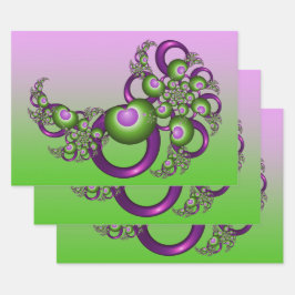 Lovely roze Green Hearts Modern Abstract Fractal Inpakpapier Vel