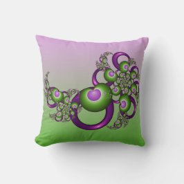 Lovely roze Green Hearts Modern Abstract Fractal Kussen