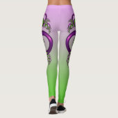 Lovely roze Green Hearts Modern Abstract Fractal Leggings (Achterkant)