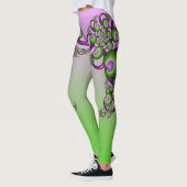Lovely roze Green Hearts Modern Abstract Fractal Leggings (Links)