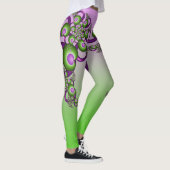Lovely roze Green Hearts Modern Abstract Fractal Leggings (Rechts)