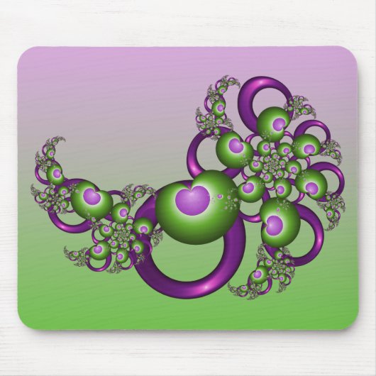 Lovely roze Green Hearts Modern Abstract Fractal Muismat (Voorkant)