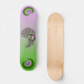 Lovely roze Green Hearts Modern Abstract Fractal Persoonlijk Skateboard (Voorkant)