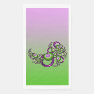Lovely roze Green Hearts Modern Abstract Fractal Servet