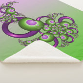 Lovely roze Green Hearts Modern Abstract Fractal Sherpa Deken (3/4)