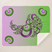 Lovely roze Green Hearts Modern Abstract Fractal Sherpa Deken (Voorkant (horizontaal))