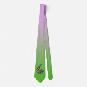 Lovely roze Green Hearts Modern Abstract Fractal Stropdas