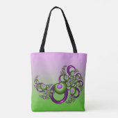 Lovely roze Green Hearts Modern Abstract Fractal Tote Bag (Achterkant)