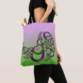 Lovely roze Green Hearts Modern Abstract Fractal Tote Bag (Dichtbij)