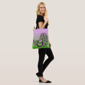 Lovely roze Green Hearts Modern Abstract Fractal Tote Bag (Op model)