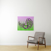 Lovely roze Green Hearts Modern Abstract Fractal Wandkleed (In Situ (horizontaal))