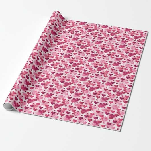 Lovely roze Hearts Patroon Cadeaupapier (Uitgerold)