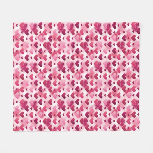 Lovely roze Hearts Patroon Fleece Deken (Voorkant (Horizontaal))