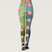 Lovely roze Lotus Flower Pattern Leggings (Achterkant)