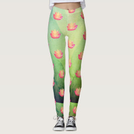 Lovely roze Lotus Flower Pattern Leggings