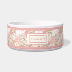 Lovely roze Patchwork Quilt Heart Pattern Cat Dog Voerbakje