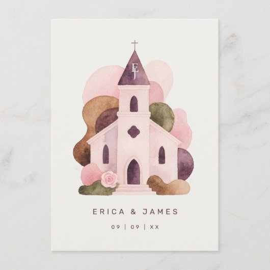 Lovely Rustic Pink Tones Church Wedding Menu (Voorkant)