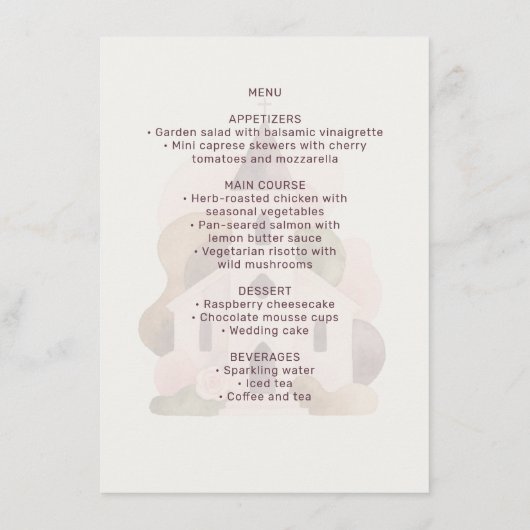 Lovely Rustic Pink Tones Church Wedding Menu (Achterkant)